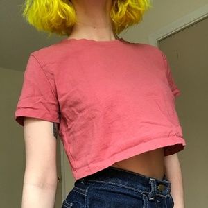 Urban Outfitters Pink Crop Tee